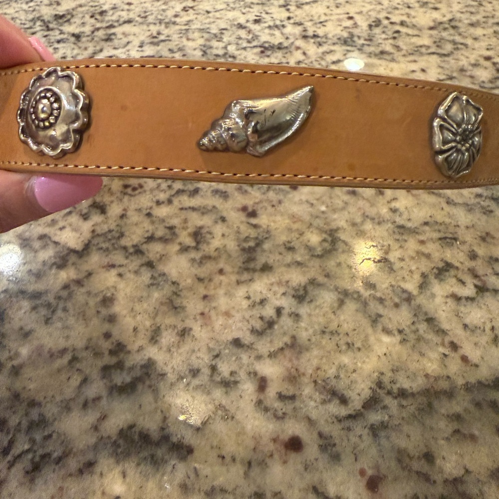 Brighton Tan Leather Belt with Silver Accents